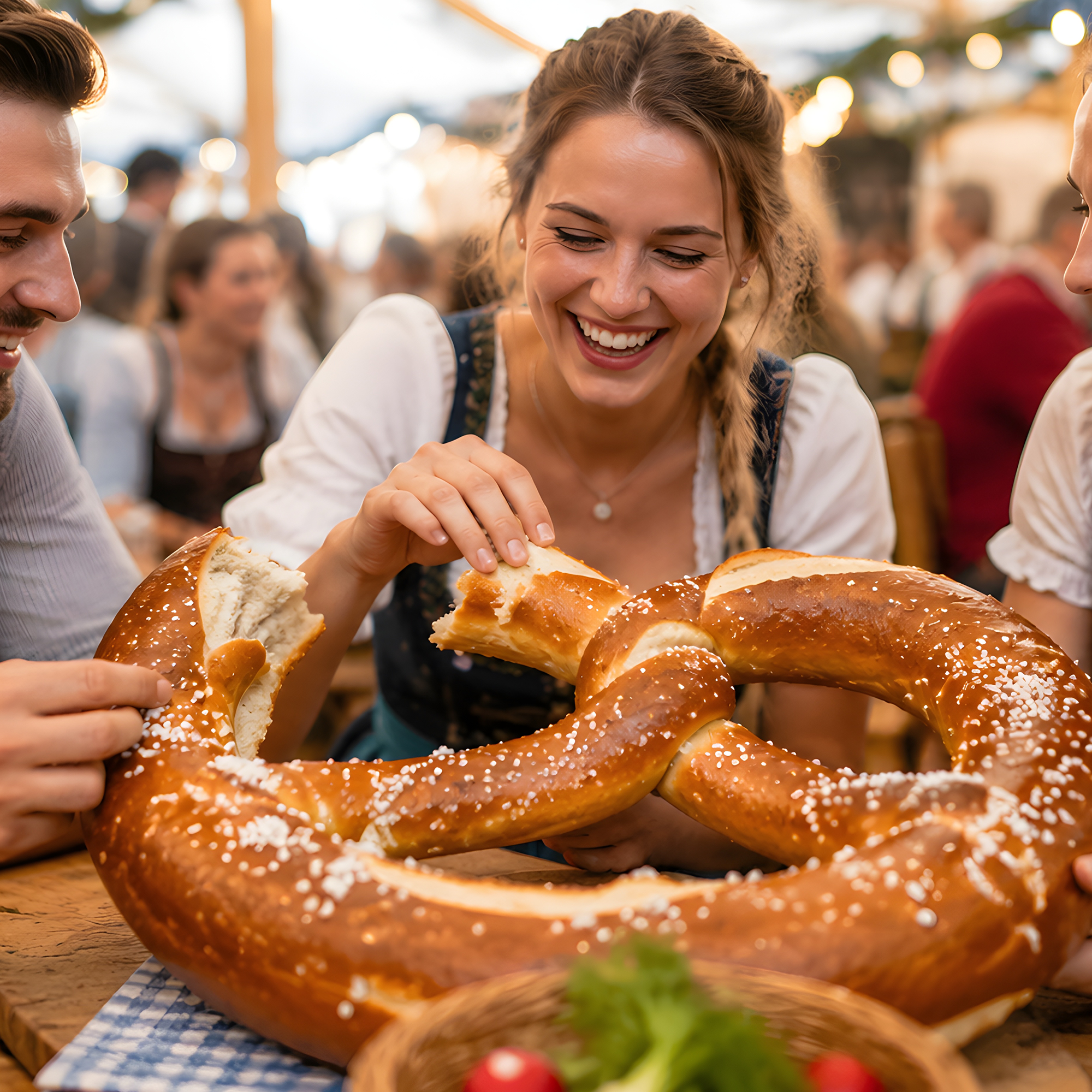 Riesenbrezeln für Partys belaugen Riesenbrezeln für Partys belaugen